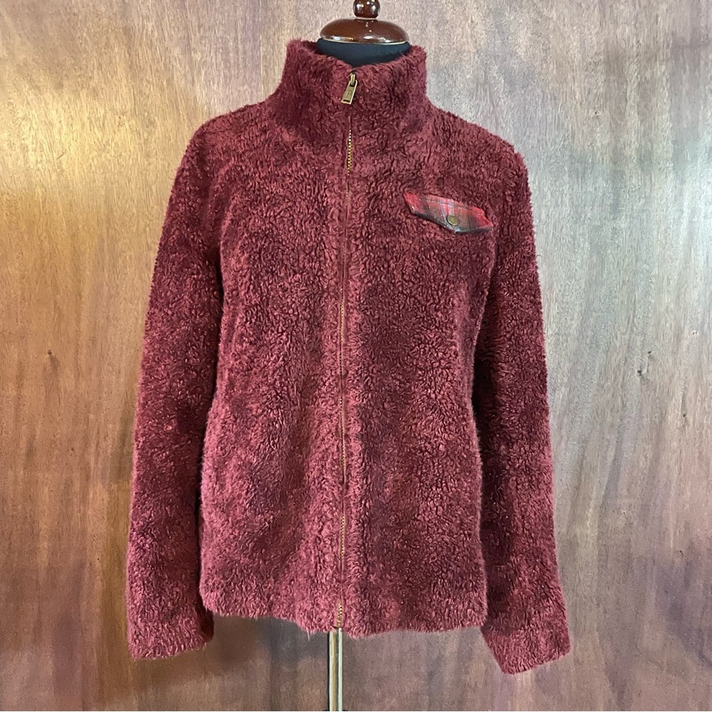 Pendleton Maroon Sherpa Teddy Zip Up Jacket